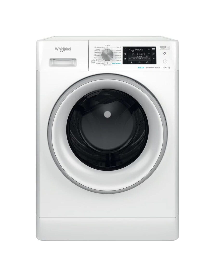 Whirlpool FFWDD1076258SVEE Lavasciuga cm. 60 - lavaggio 10 kg - asicugatura 7 kg - bianco