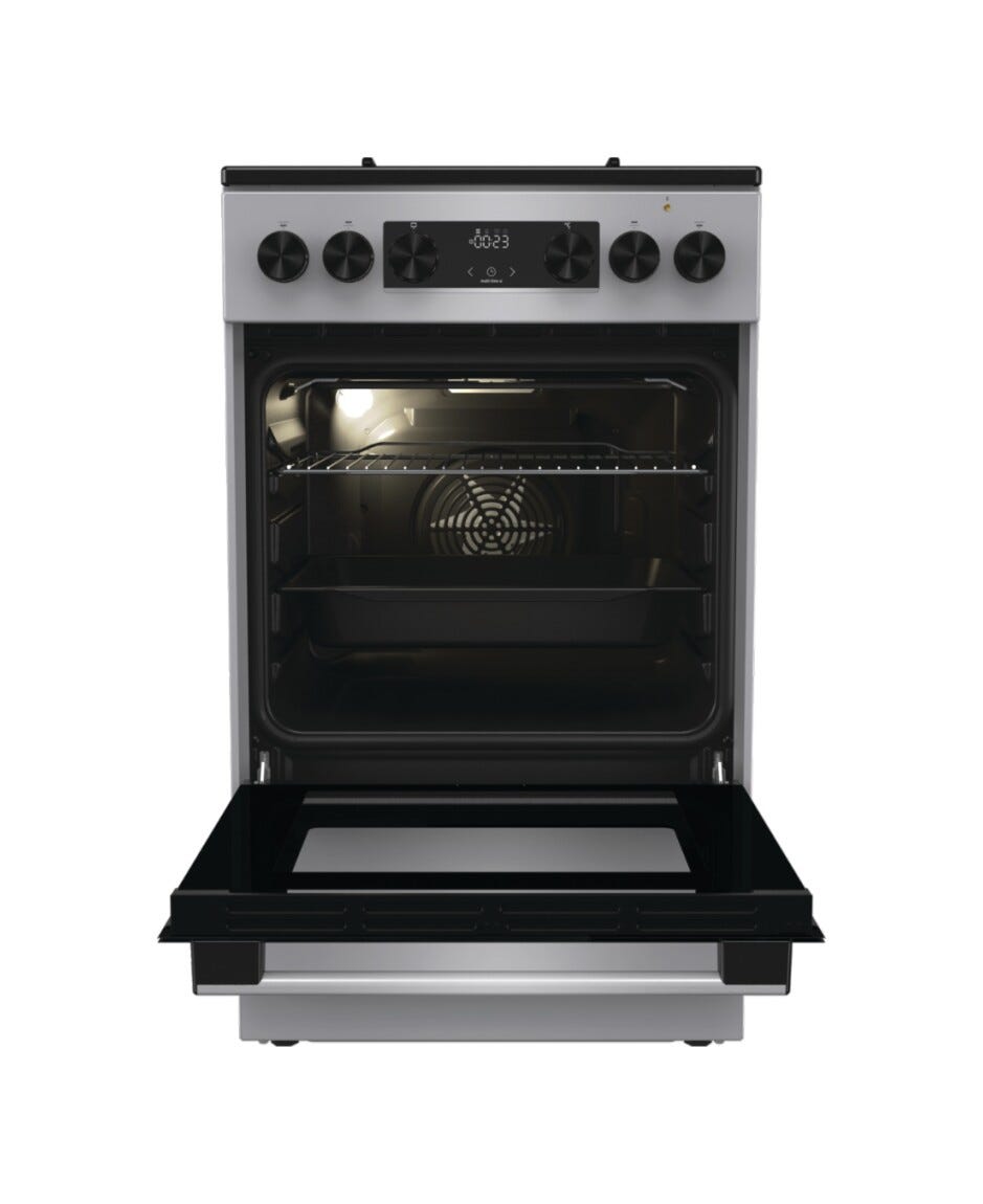 Gorenje GK5C60SJ Cucina da accosto cm. 50 - 4 fuochi gas + 1 forno elettrico - inox/nero