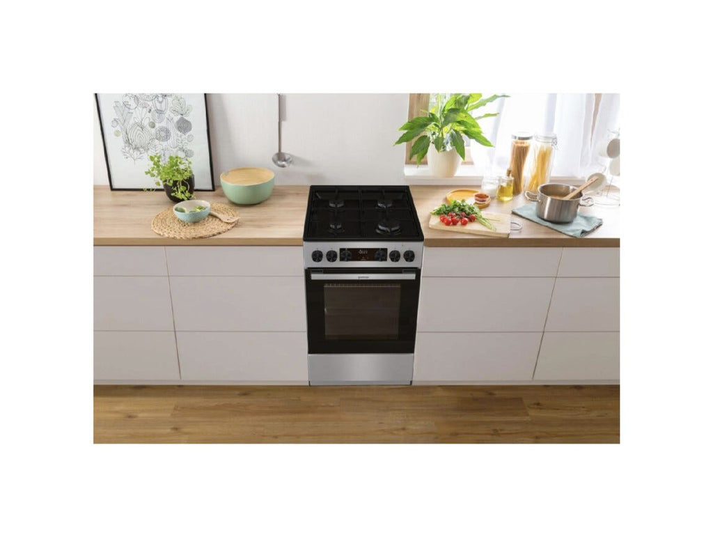 Gorenje GK5C60SJ Cucina da accosto cm. 50 - 4 fuochi gas + 1 forno elettrico - inox/nero