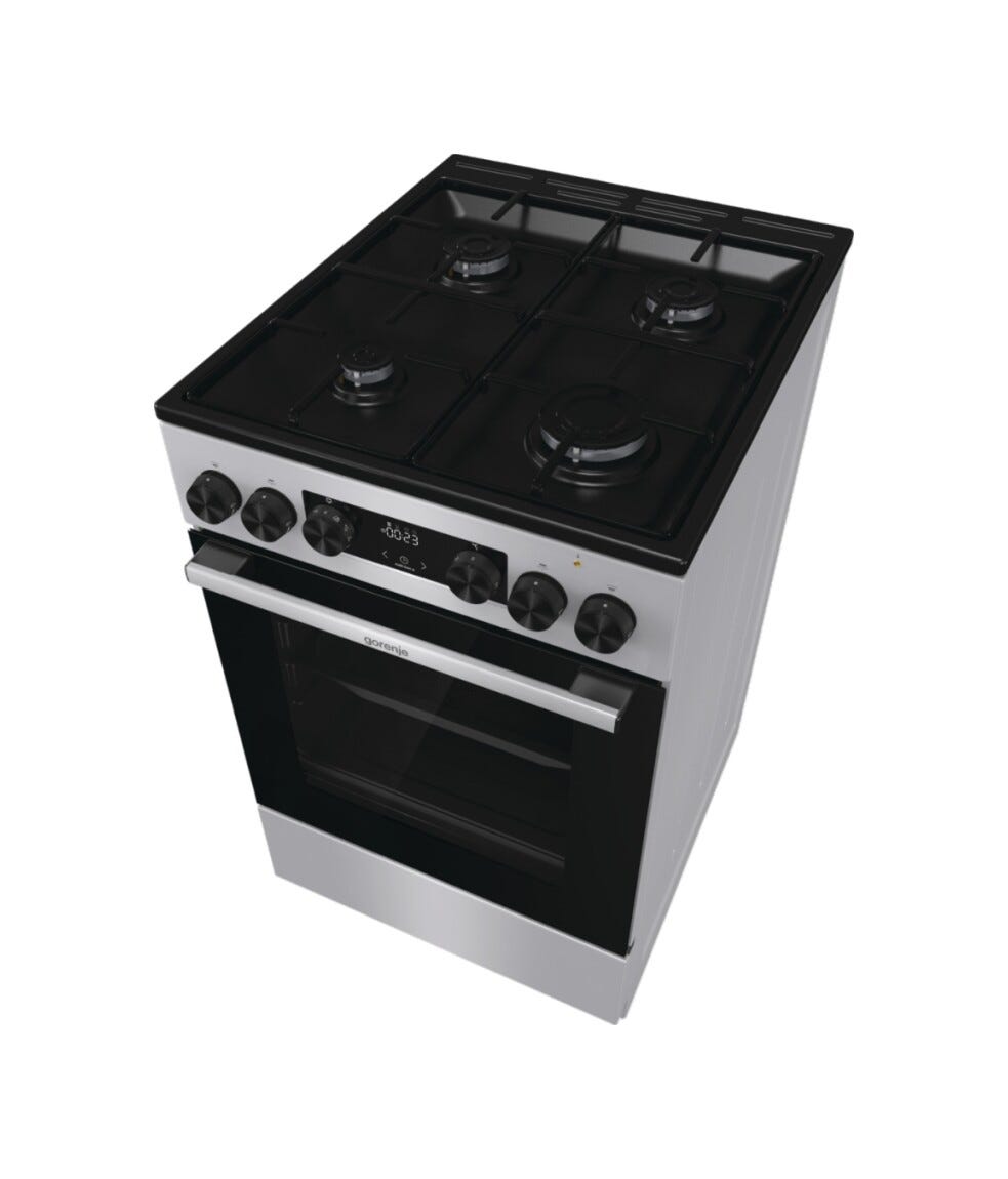 Gorenje GK5C60SJ Cucina da accosto cm. 50 - 4 fuochi gas + 1 forno elettrico - inox/nero