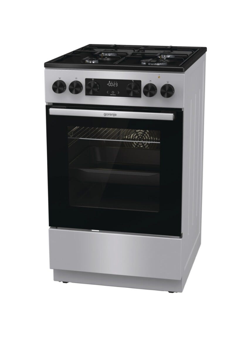 Gorenje GK5C60SJ Cucina da accosto cm. 50 - 4 fuochi gas + 1 forno elettrico - inox/nero