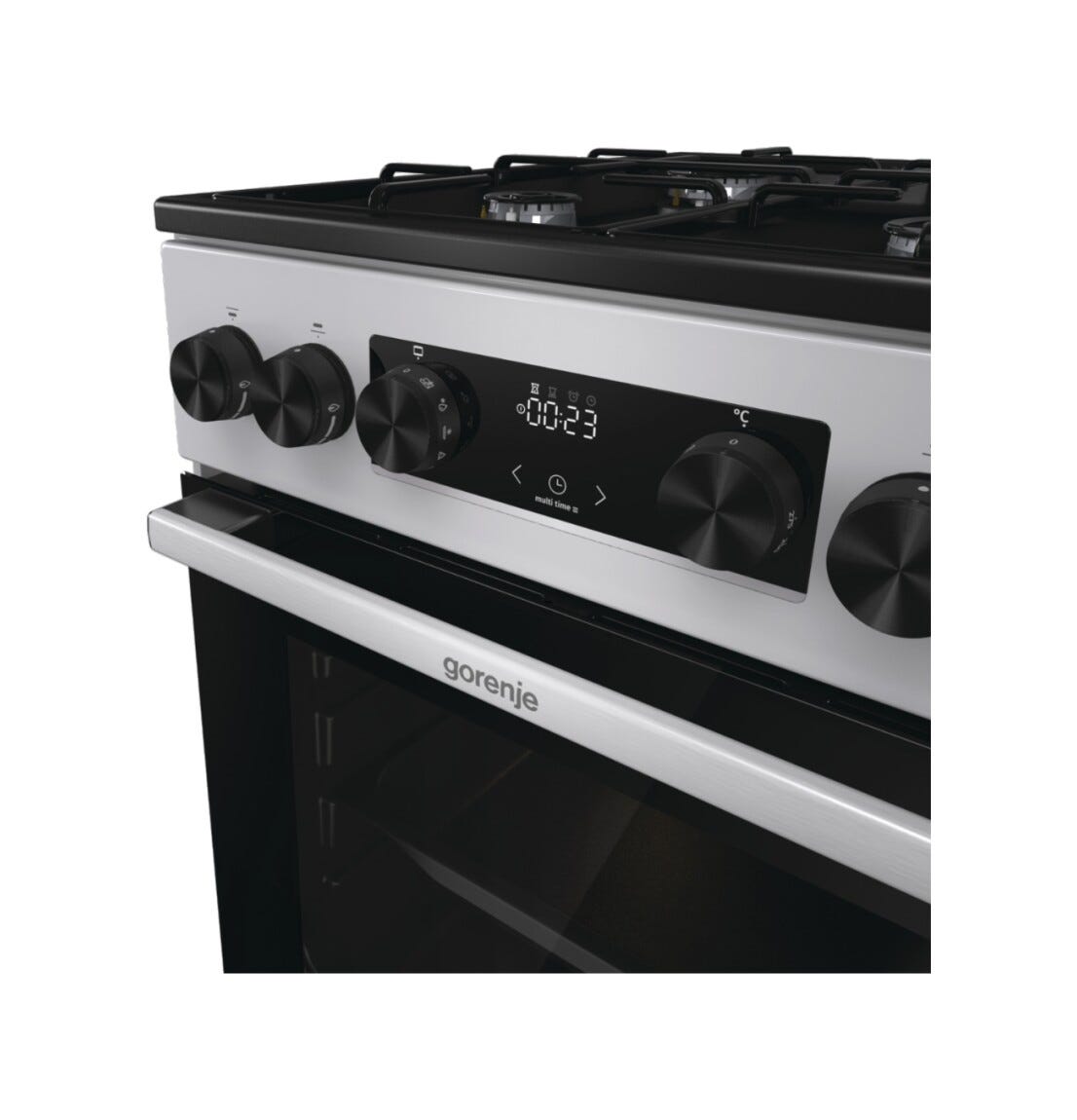 Gorenje GK5C60SJ Cucina da accosto cm. 50 - 4 fuochi gas + 1 forno elettrico - inox/nero