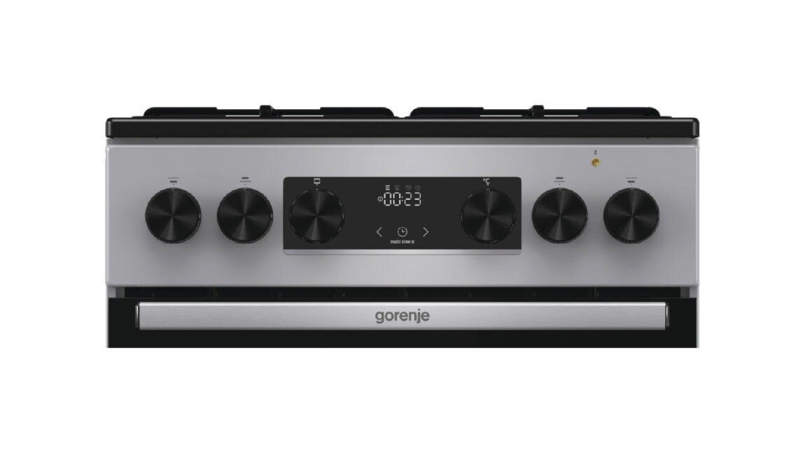Gorenje GK5C60SJ Cucina da accosto cm. 50 - 4 fuochi gas + 1 forno elettrico - inox/nero
