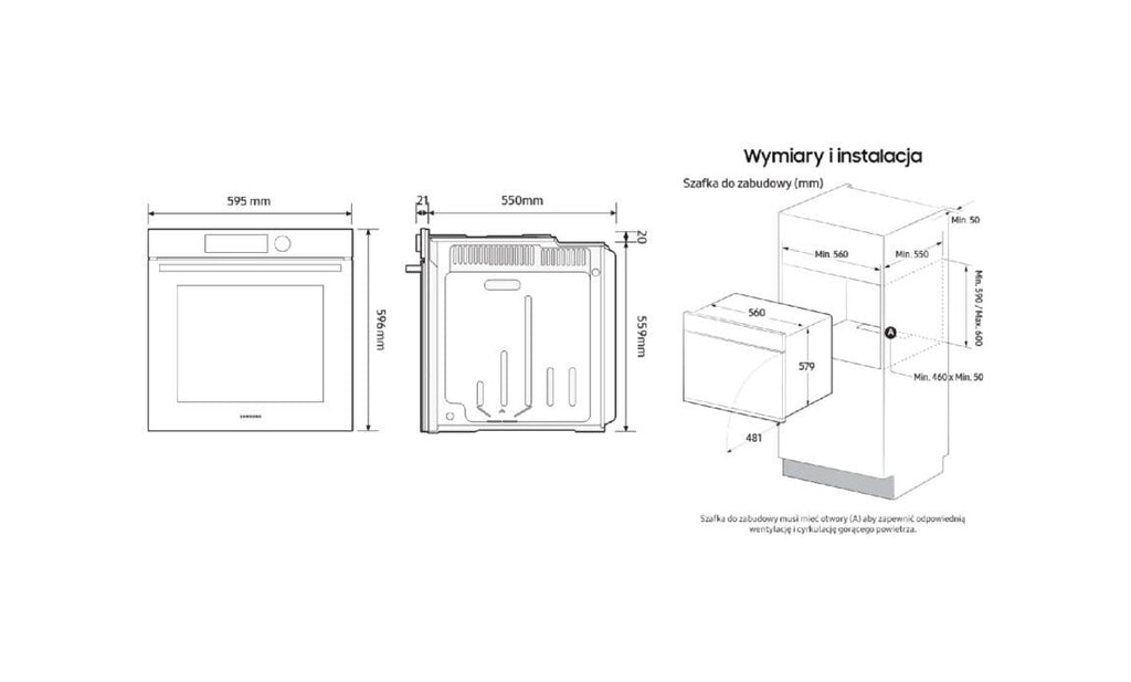 Samsung NV7B41205AK Forno elettrico catalitico cm. 60 - vetro nero