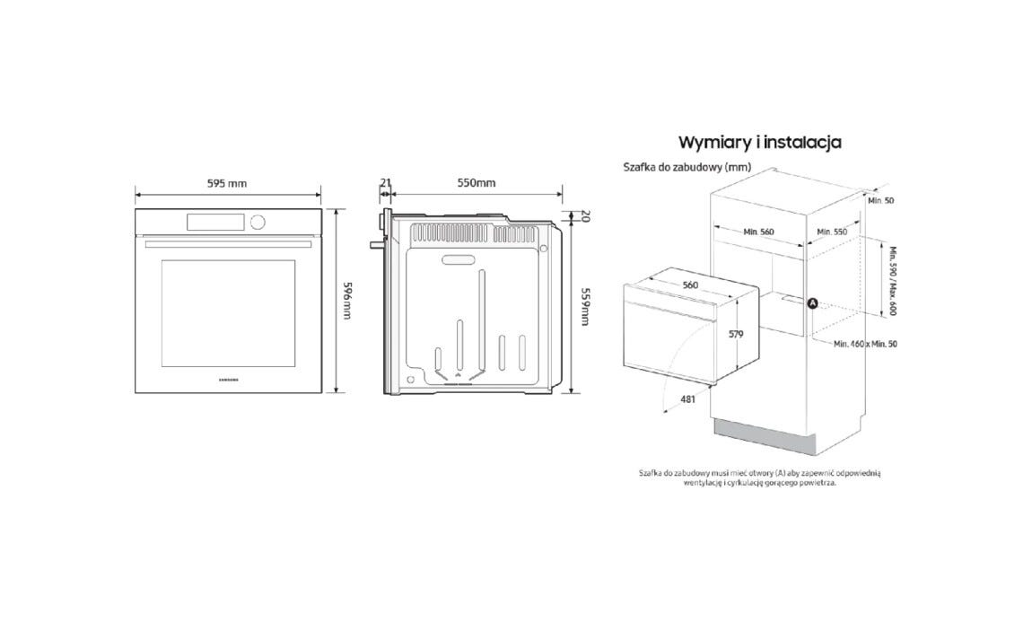 Samsung NV7B41205AK Forno elettrico catalitico cm. 60 - vetro nero
