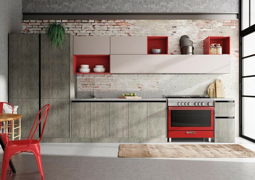 Glem ST965MRS Cucina da accosto cm. 90 - 5 fuochi + forno elettrico - rosso