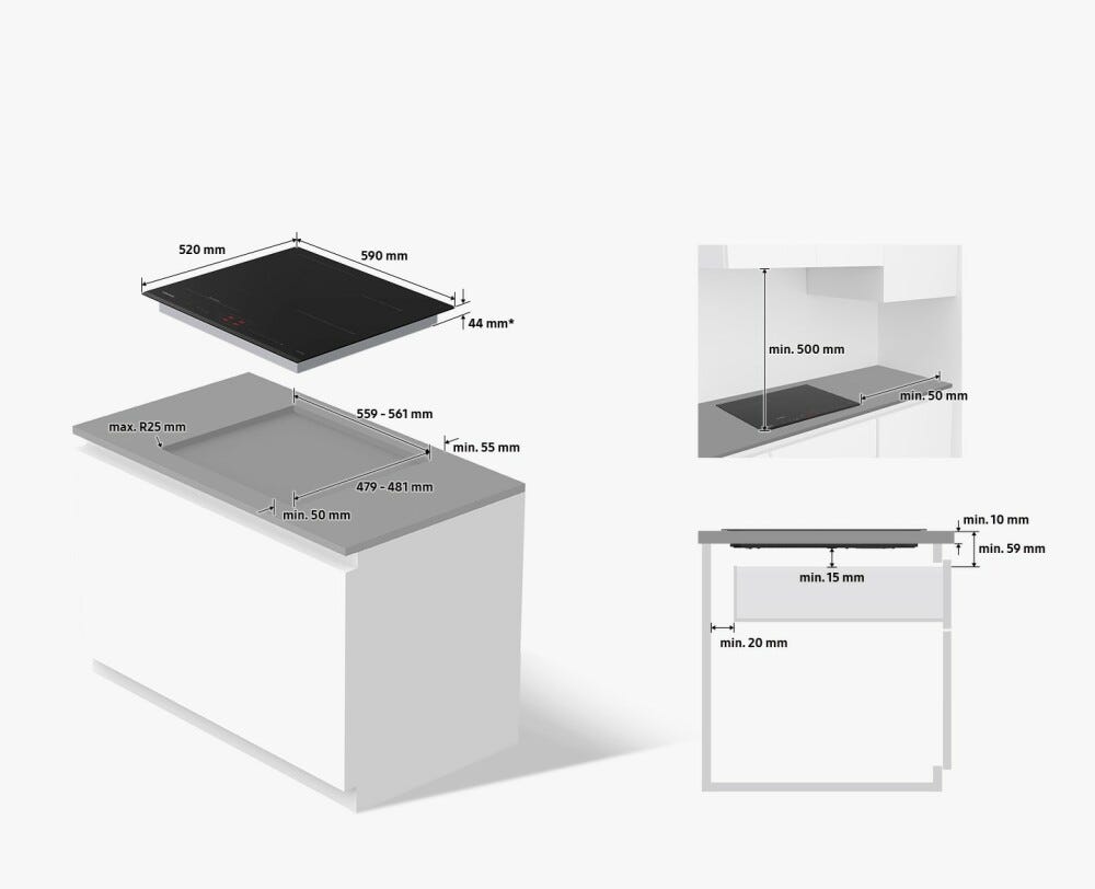 Samsung NZ64B6056FK Piano cottura a induzione cm. 60 - vetroceramica nero