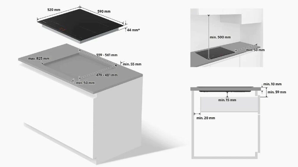 Samsung NZ64B6056JK Piano cottura a induzione cm. 60 - vetroceramica nero