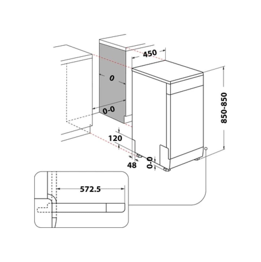 Whirlpool WSFO 3O23 PF X Lavastoviglie a libera installazione cm. 45 - 10 coperti - inox