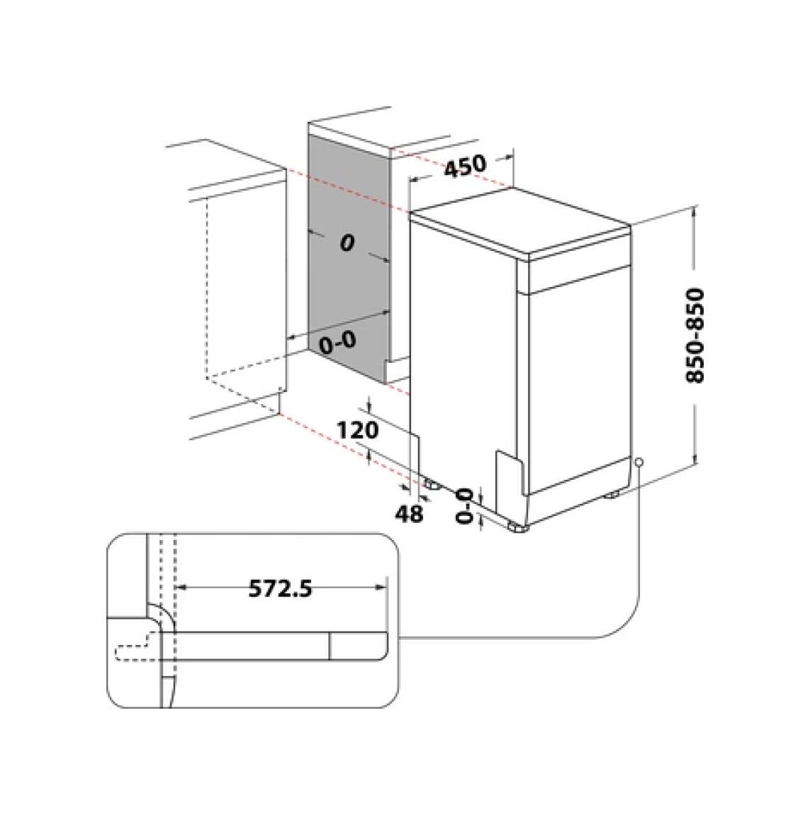 Whirlpool WSFO 3O23 PF X Lavastoviglie a libera installazione cm. 45 - 10 coperti - inox