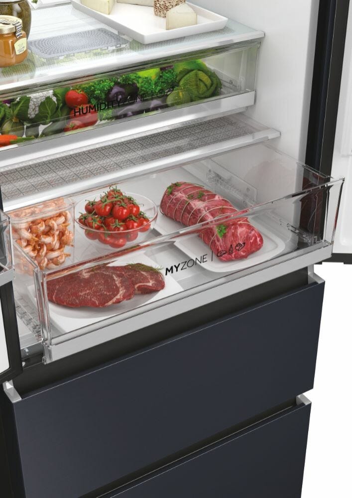 Haier HFW7720ENMB FD 70 Serie 7 Frigorifero con congelatore 4 porte - cm. 70 h 201 - lt. 477 - nero
