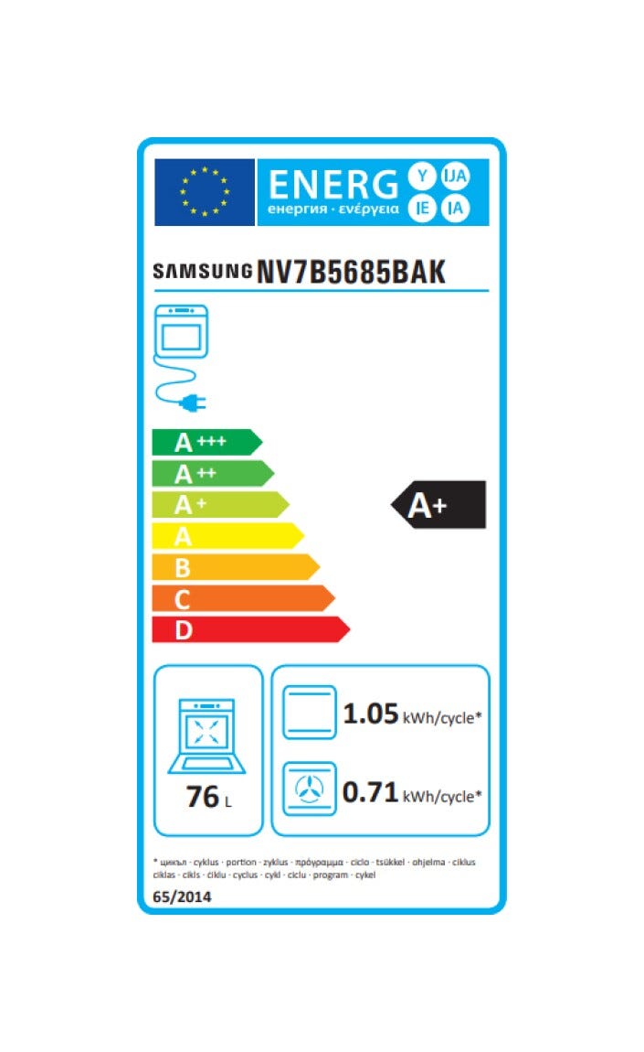 Samsung NV7B5685BAK Forno elettrico cm. 60 - nero