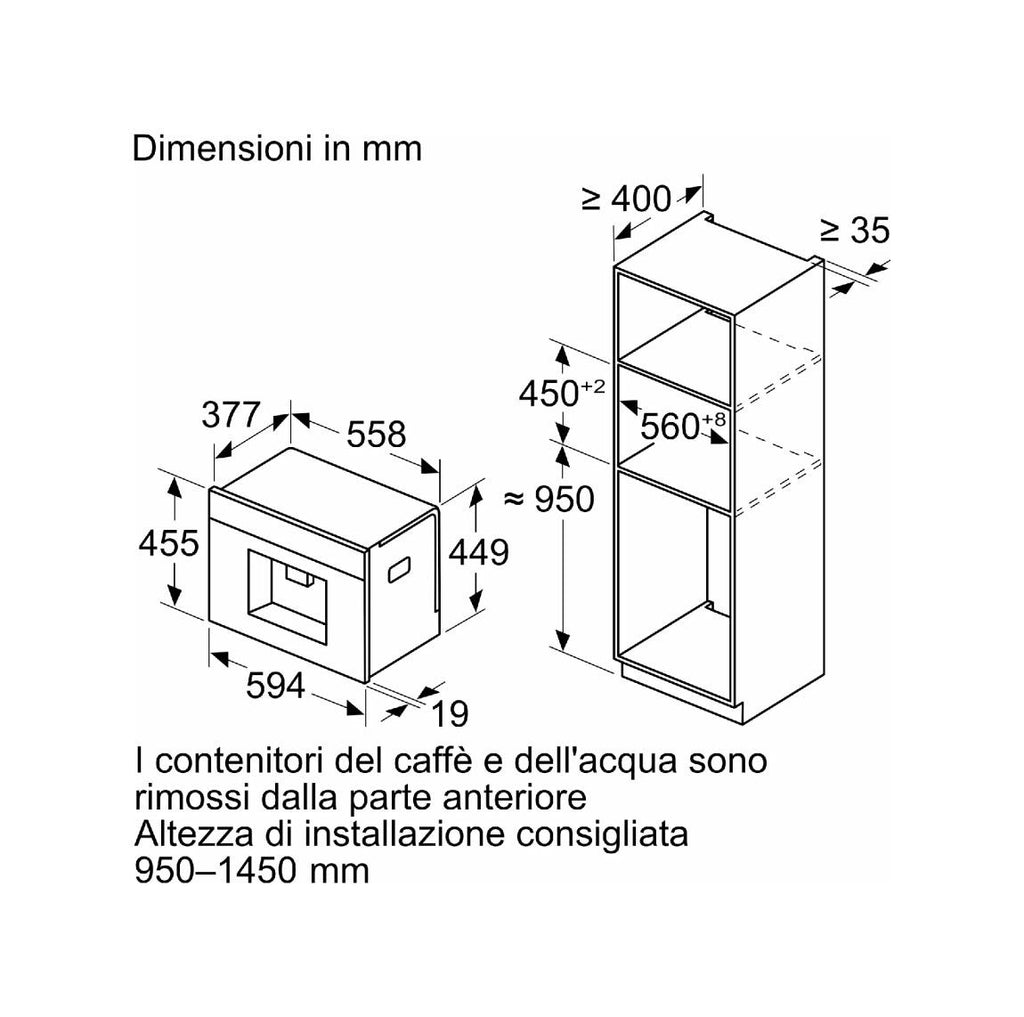 Siemens CT718L1B0 iQ700 Macchina per caffè automatica da incasso - nero