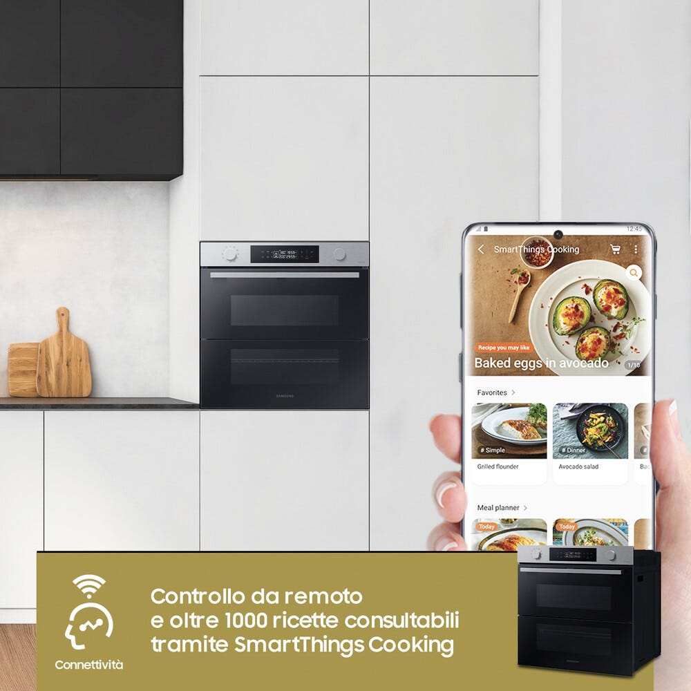 Samsung NV7B45403BS/U5 Serie 4 Forno da incasso 76 litri, Dual Cook Flex, Vapore Naturale, Air Sous Vide, classe energetica A+