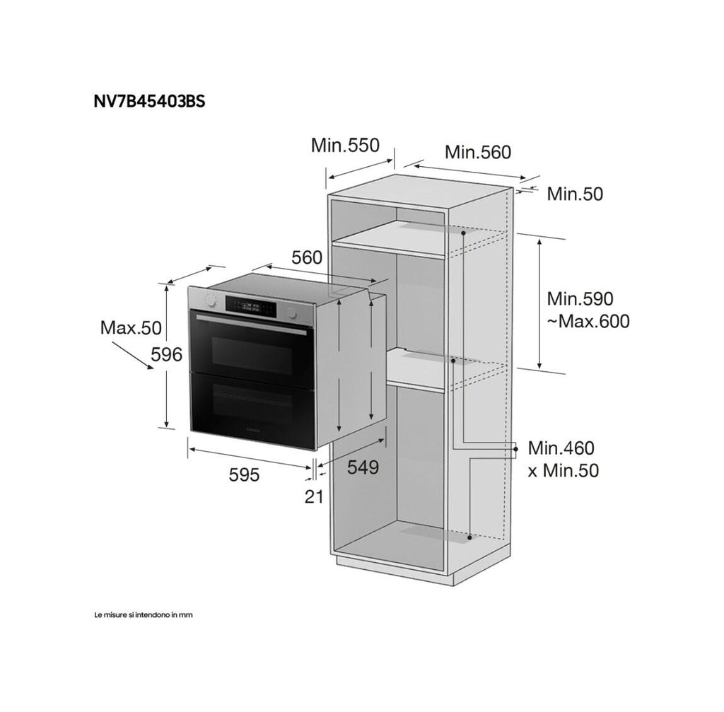 Samsung NV7B45403BS/U5 Serie 4 Forno da incasso 76 litri, Dual Cook Flex, Vapore Naturale, Air Sous Vide, classe energetica A+