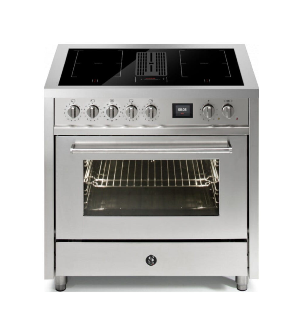 Steel Enfasi 90 EQ9F-4FIKW Mistral Cucina da accosto 90 cm, piano cottura a induzione con aspirazione integrata, forno multifunzione