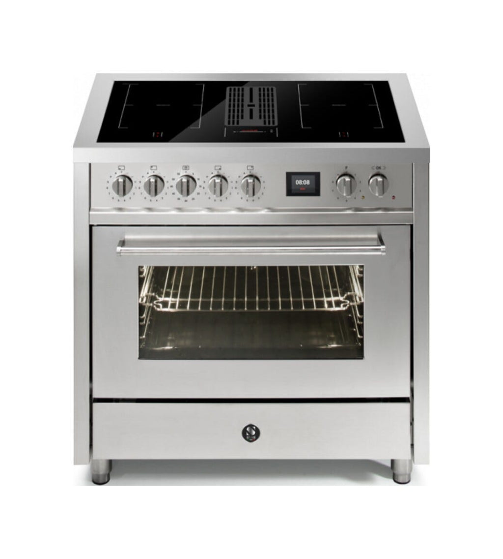 Steel Enfasi 90 EQ9F-4FIKW Mistral Cucina da accosto 90 cm, piano cottura a induzione con aspirazione integrata, forno multifunzione
