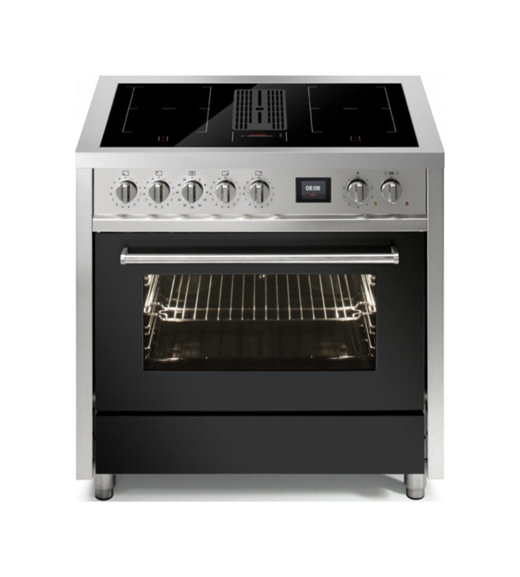 Steel Enfasi 90 EQ9F-4FIKW Mistral Cucina da accosto 90 cm, piano cottura a induzione con aspirazione integrata, forno multifunzione
