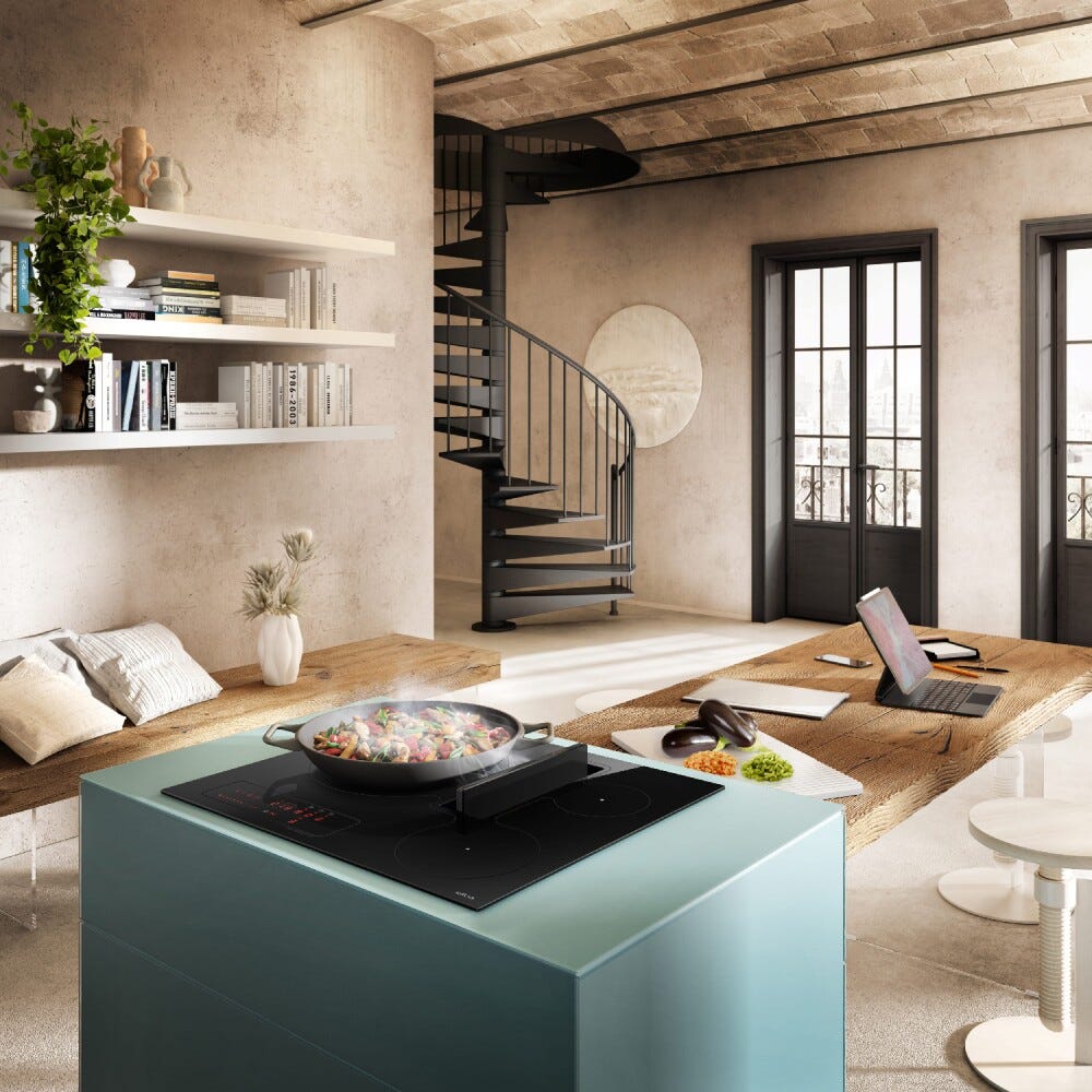Elica NIKOLATESLA FIT 3Z BL/A/60 Piano cottura induzione cm. 60, cappa integrata, vetro nero
