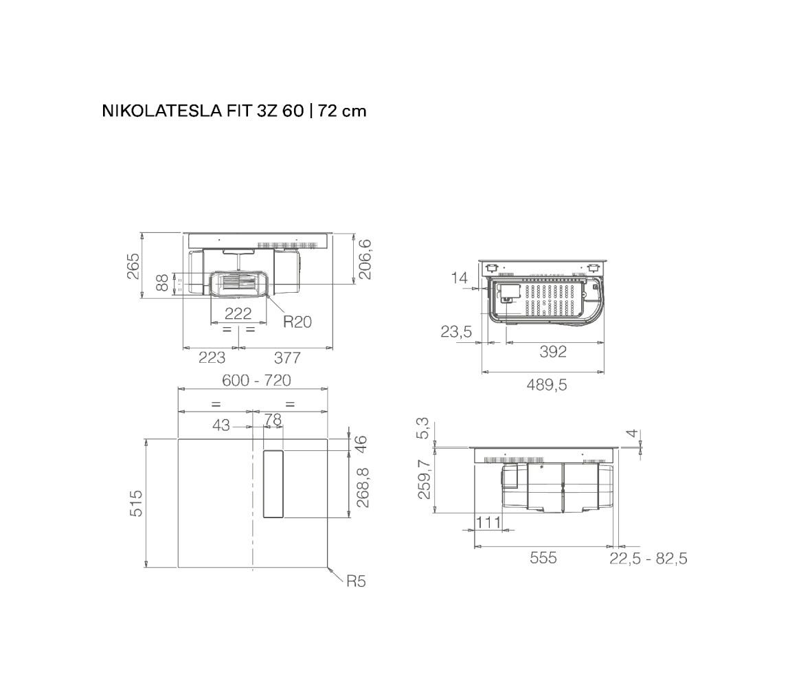 Elica NIKOLATESLA FIT 3Z BL/A/60 Piano cottura induzione cm. 60, cappa integrata, vetro nero