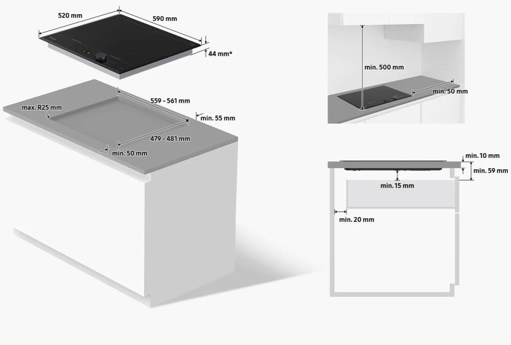 Samsung NZ64B7799GK Piano cottura a induzione cm 59 - vetroceramica nero