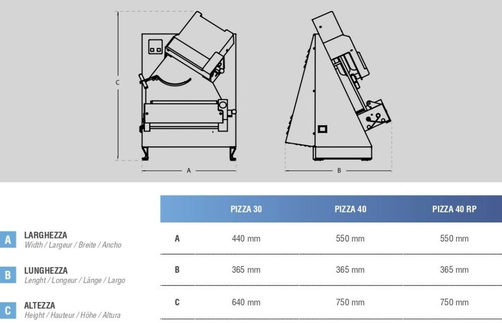 Swedlinghaus PIZZA 30 Stendipizza con rullo superiore inclinato - inox