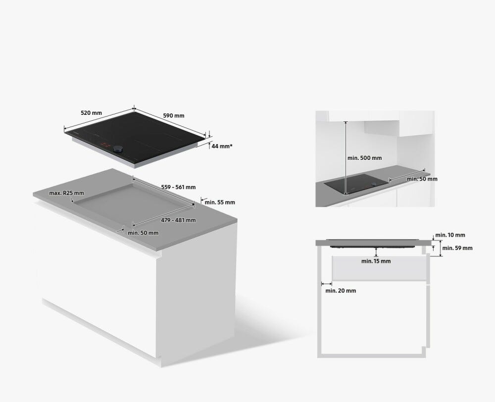 Samsung NZ64B6058GK Piano cottura a induzione cm 59 - vetroceramica nero
