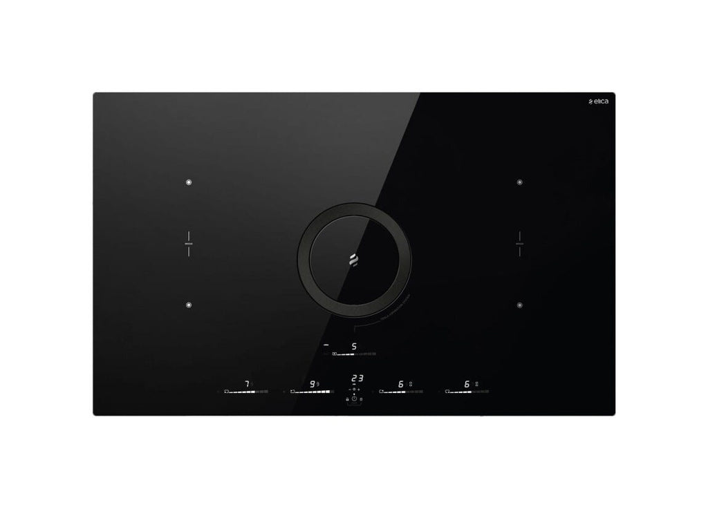 Elica NIKOLATESLA SWITCH GLOW BL/F/83 Piano cottura induzione con cappa filtrante integrata cm. 83 - vetro nero
