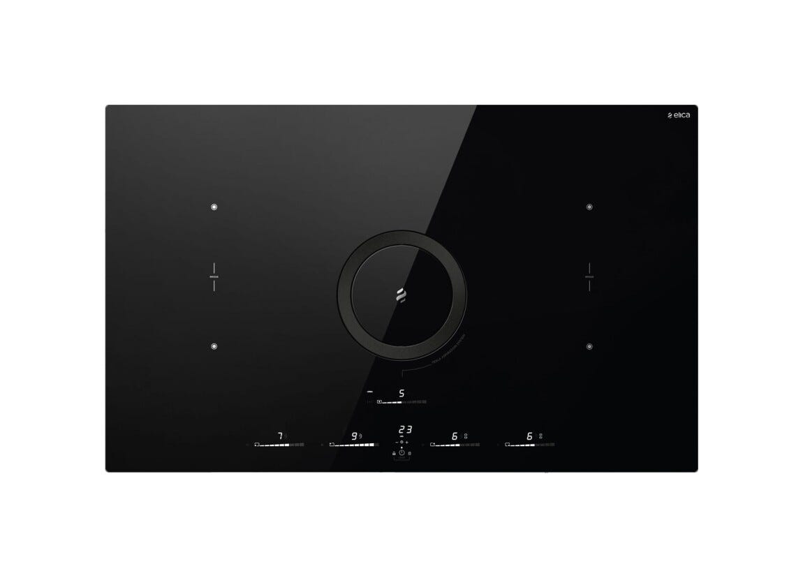 Elica NIKOLATESLA SWITCH GLOW BL/F/83 Piano cottura induzione con cappa filtrante integrata cm. 83 - vetro nero