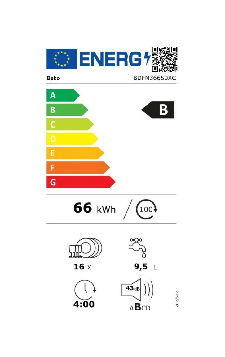 Beko BDFN36650XC Lavastoviglie a libera installazione cm. 60 - 16 coperti - inox