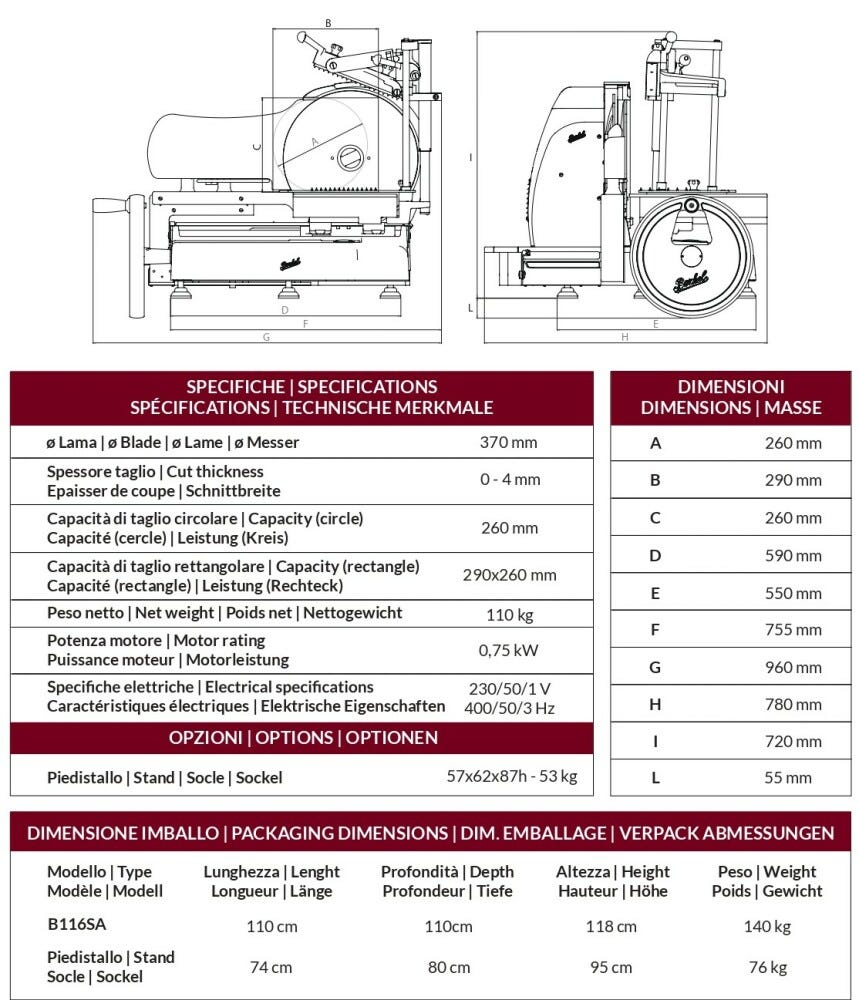 Berkel B116SA Affettatrice volano lama 370 mm - rosso