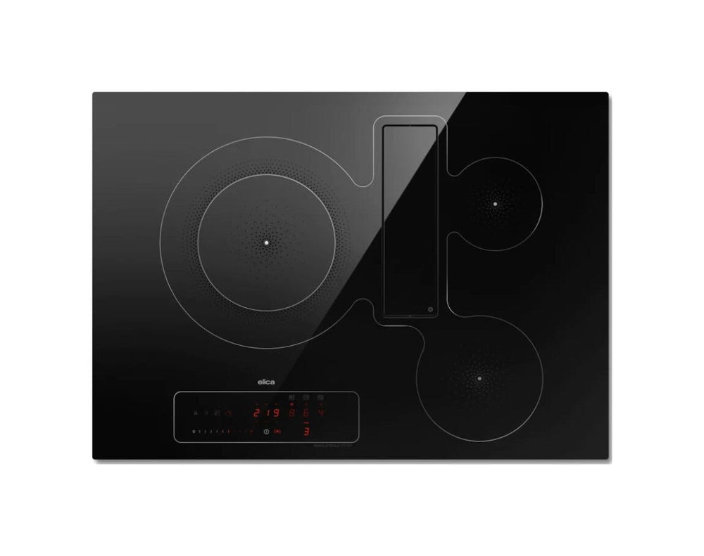 Elica NIKOLATESLA FIT 3Z BL/A/72 Piano cottura induzione cm. 72, cappa integrata, vetro nero