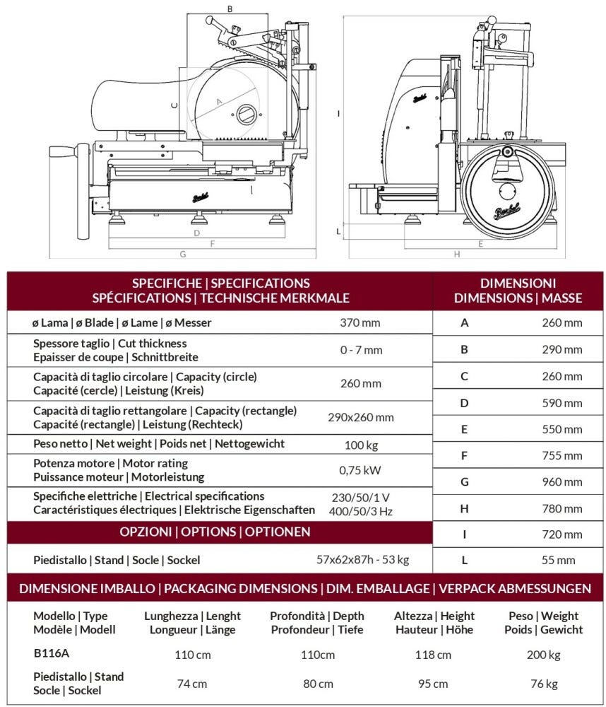 Berkel B116A Affettatrice volano lama 370 mm - rosso