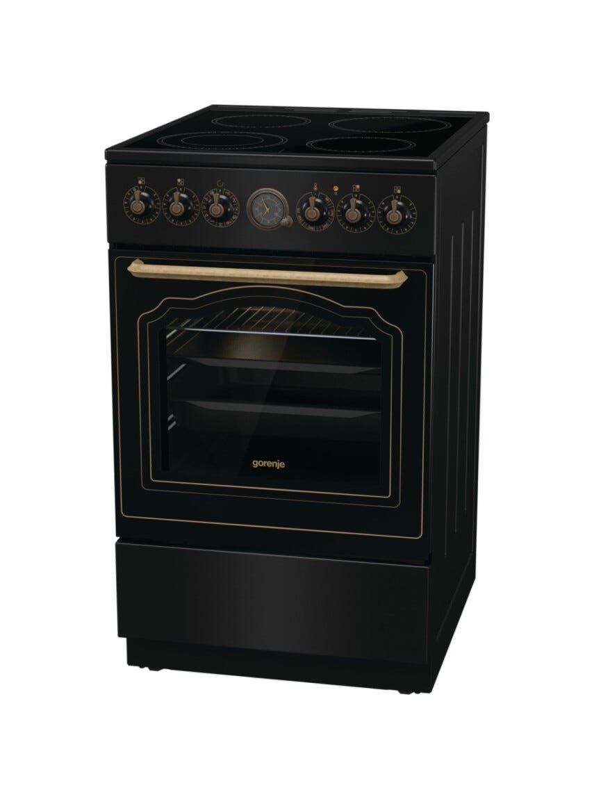 Gorenje GECS5B70CLB Cucina da accosto cm. 50 - 4 zone elettriche + 1 forno elettrico - nero