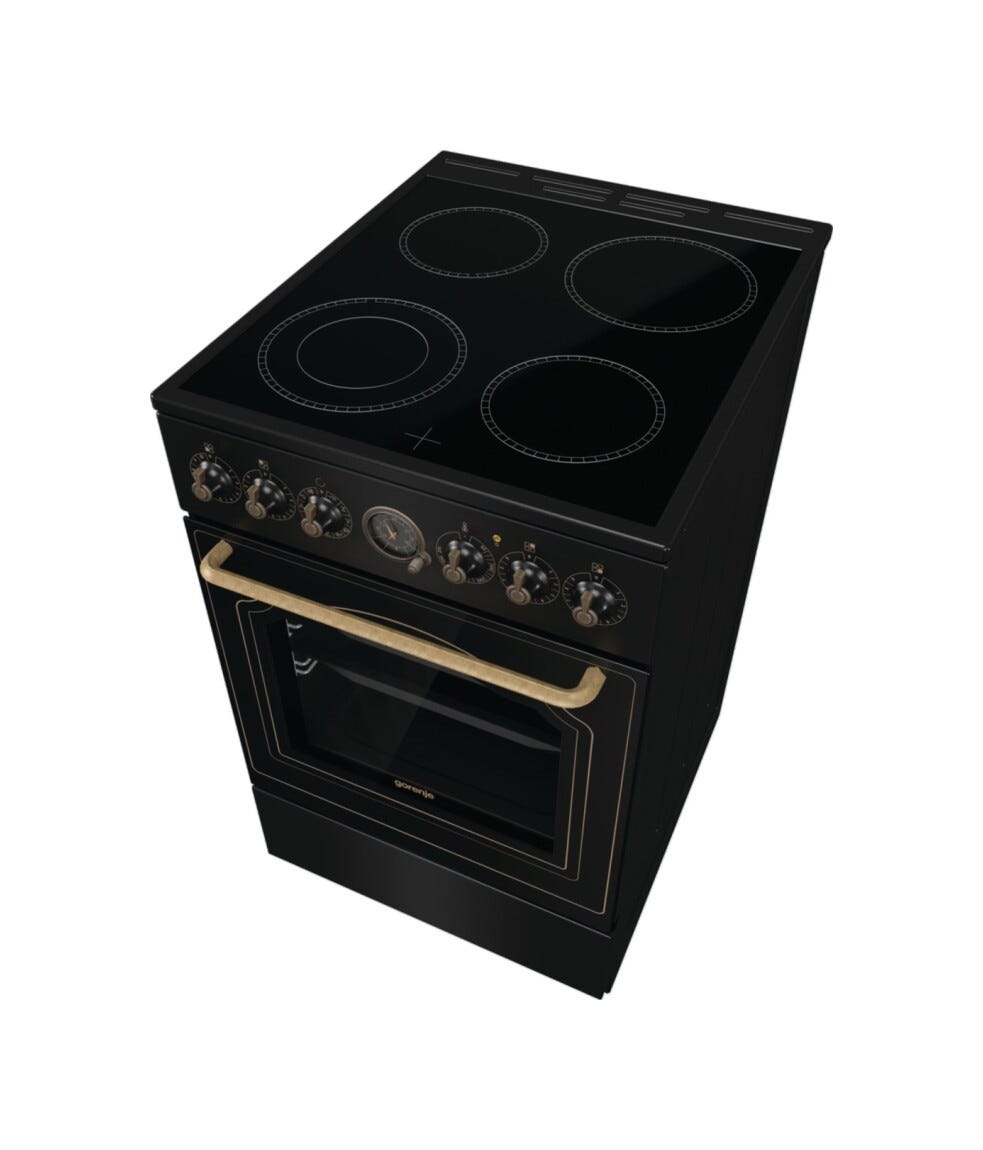 Gorenje GECS5B70CLB Cucina da accosto cm. 50 - 4 zone elettriche + 1 forno elettrico - nero
