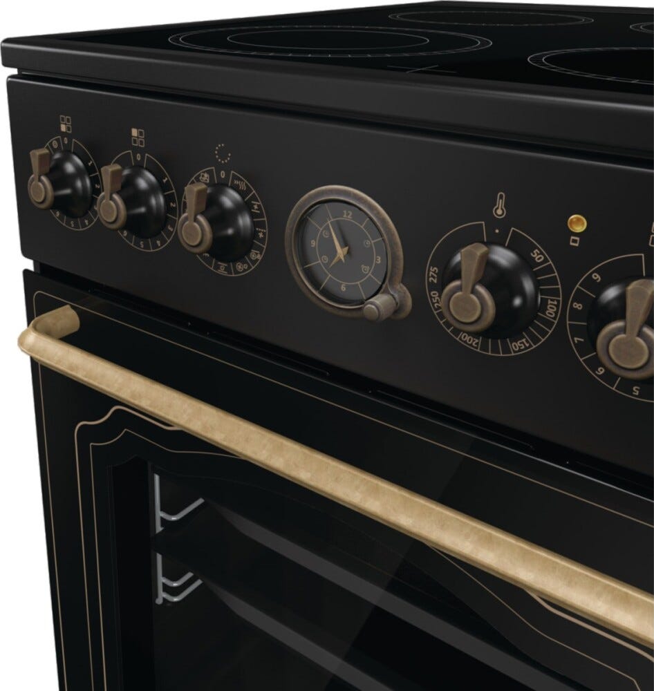 Gorenje GECS5B70CLB Cucina da accosto cm. 50 - 4 zone elettriche + 1 forno elettrico - nero