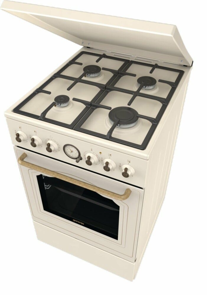 Gorenje GKS5B70CLI Cucina da accosto cm. 50 - 4 fuochi gas + 1 forno elettrico - beige
