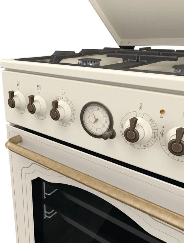 Gorenje GKS5B70CLI Cucina da accosto cm. 50 - 4 fuochi gas + 1 forno elettrico - beige