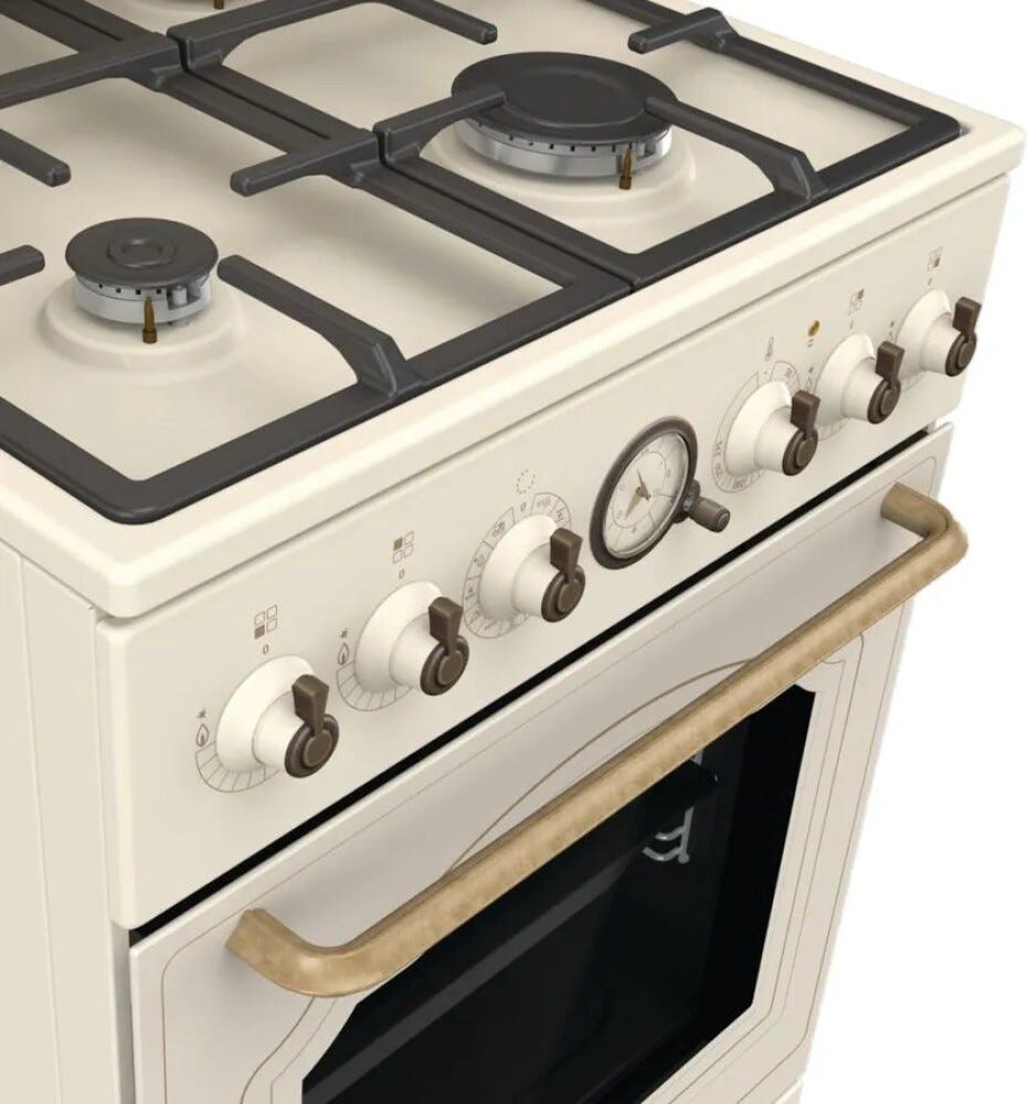 Gorenje GKS5B70CLI Cucina da accosto cm. 50 - 4 fuochi gas + 1 forno elettrico - beige