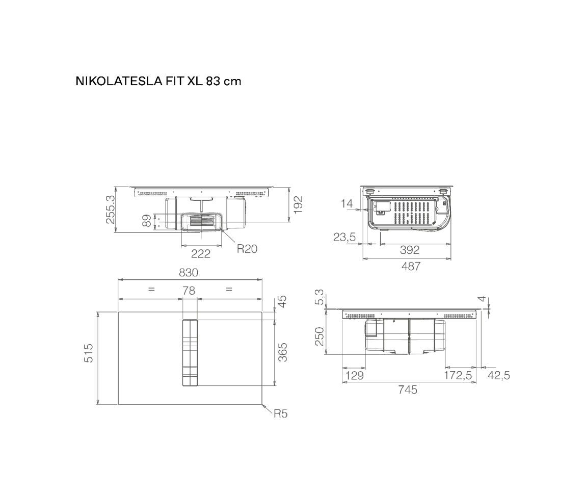 Elica NIKOLATESLA FIT XL BL/A/83 Piano cottura induzione cm. 83, cappa integrata, vetro nero