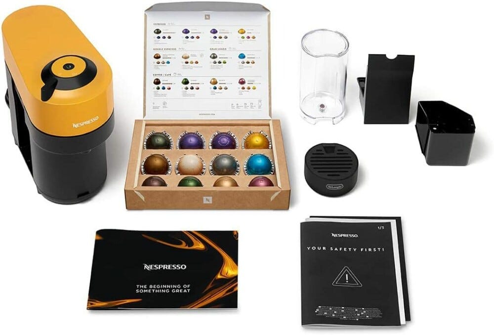 De Longhi ENV 90.Y Nespresso Vertuo Pop Macchina per caffè automatica - giallo/nero