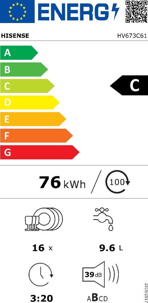 Hisense HV673C61 Lavastoviglie integrata totale cm. 60 - 16 coperti