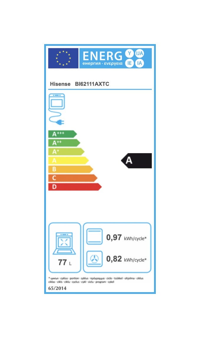 Hisense BI62111AXTC Forno elettrico cm. 60 - inox/nero
