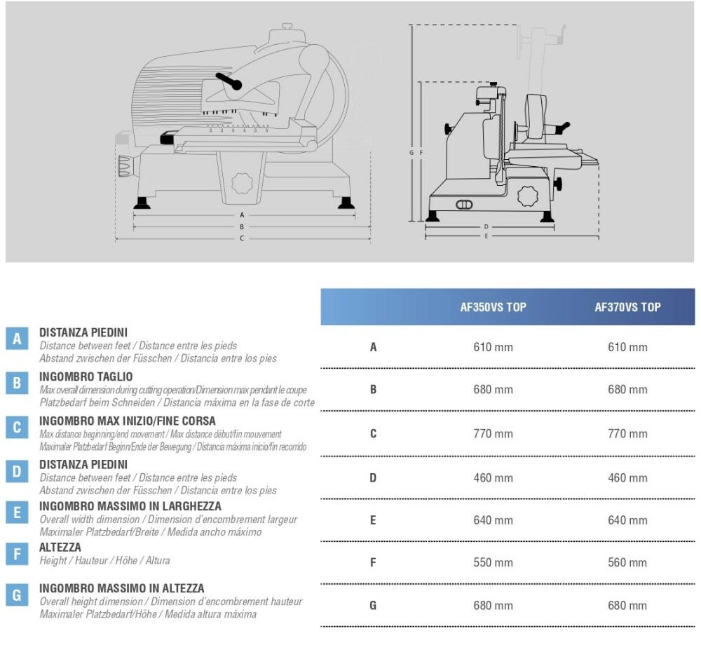 Swedlinghaus AF350VS TOP Affettasalumi verticale mm. 350 - alluminio anodizzato