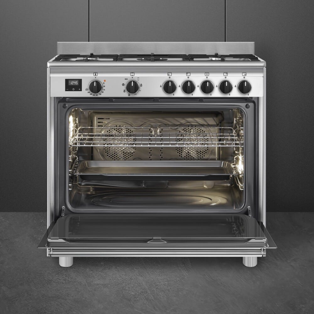 Smeg BG91X2 Concerto Cucina da accosto 90x60 cm. - 5 fuochi gas + 1 forno elettrico - inox