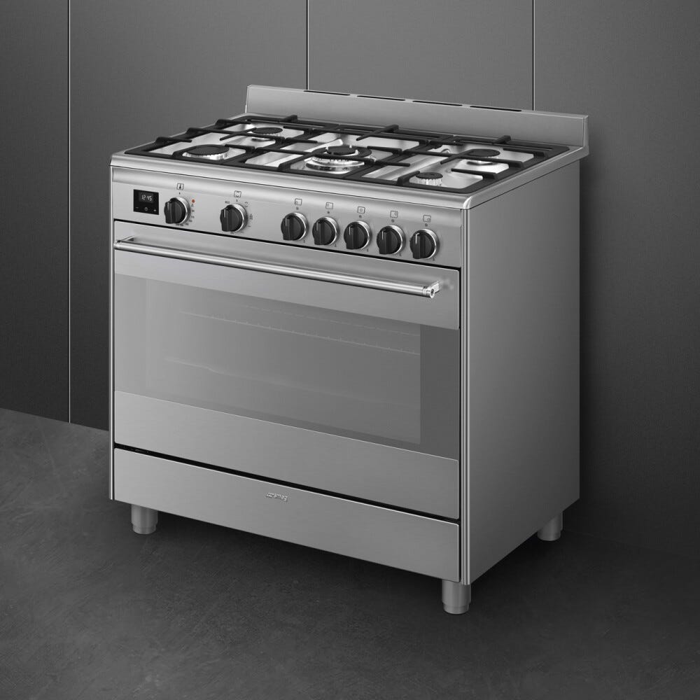 Smeg BG91X2 Concerto Cucina da accosto 90x60 cm. - 5 fuochi gas + 1 forno elettrico - inox