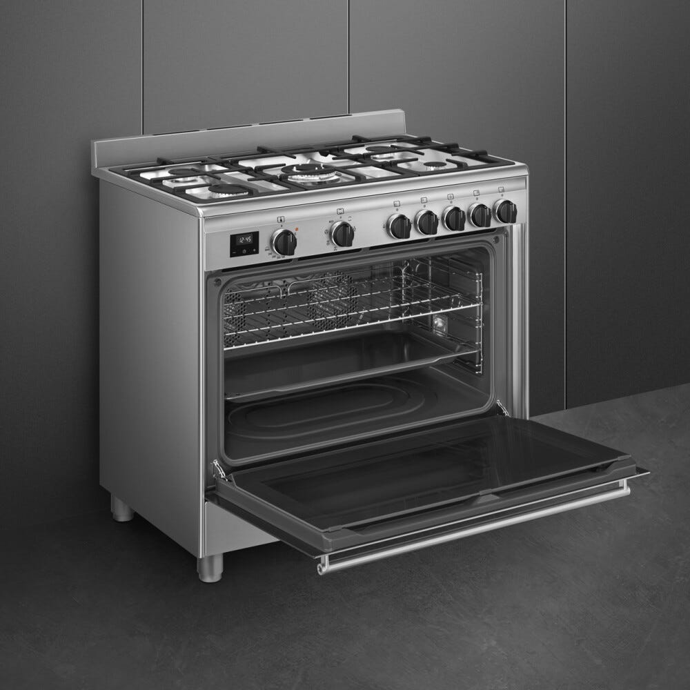 Smeg BG91X2 Concerto Cucina da accosto 90x60 cm. - 5 fuochi gas + 1 forno elettrico - inox