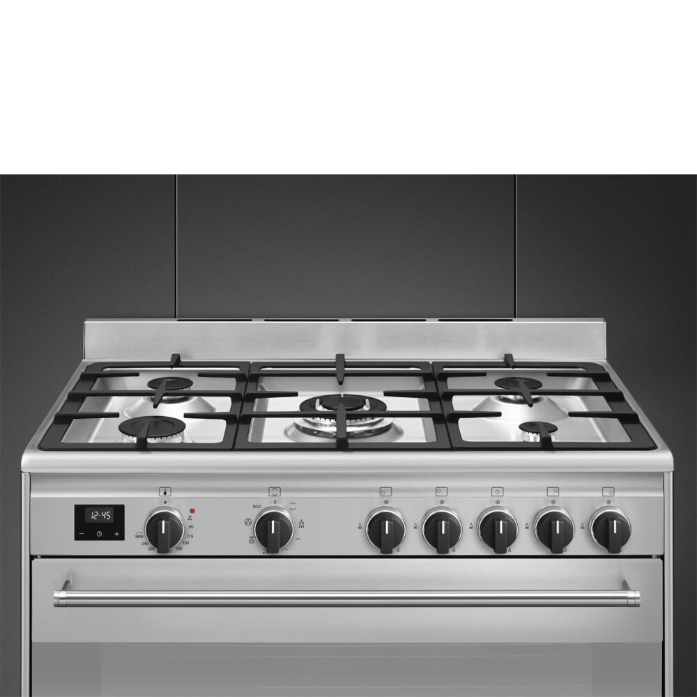 Smeg BG91X2 Concerto Cucina da accosto 90x60 cm. - 5 fuochi gas + 1 forno elettrico - inox