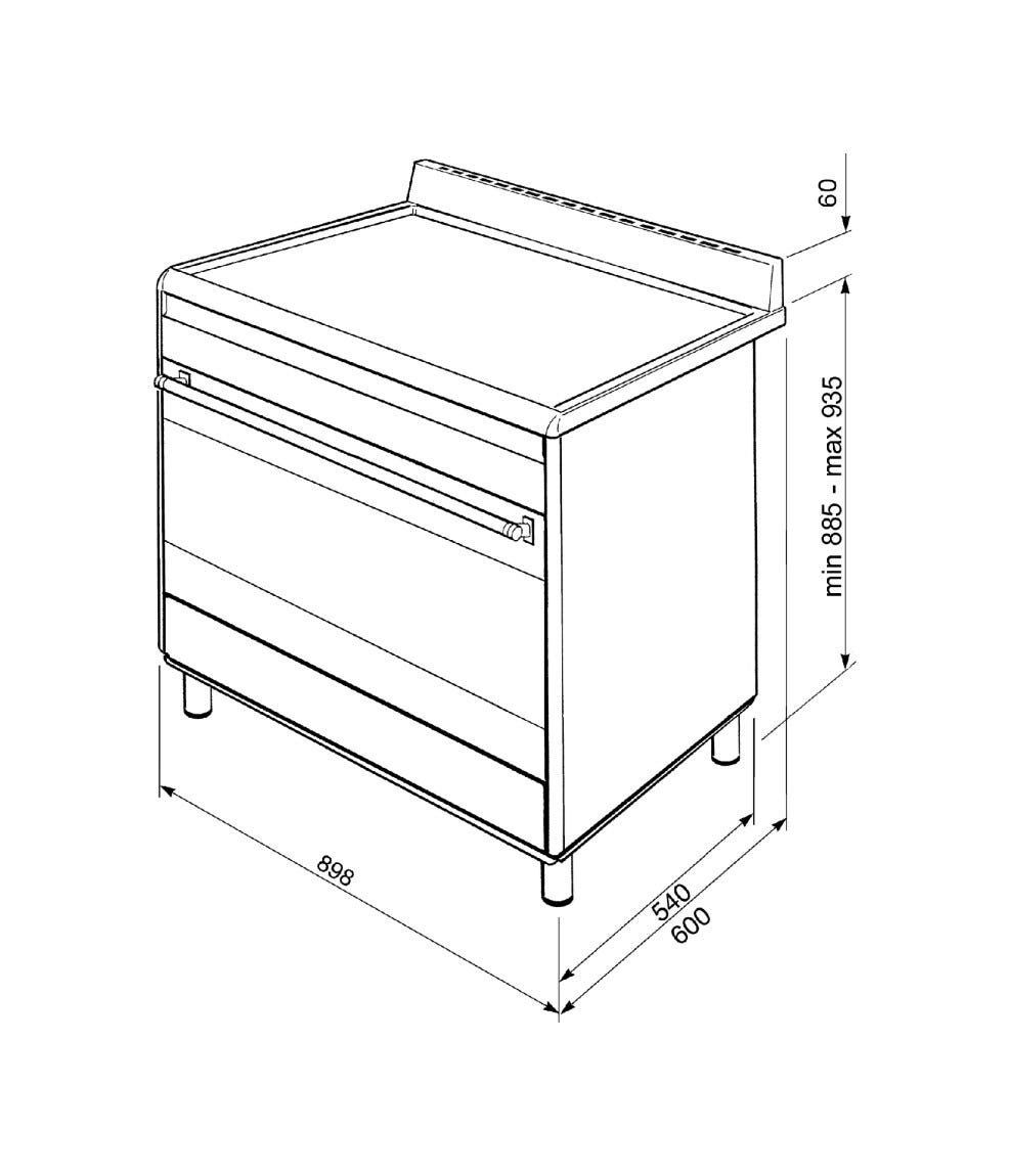 Smeg BG91X2 Concerto Cucina da accosto 90x60 cm. - 5 fuochi gas + 1 forno elettrico - inox