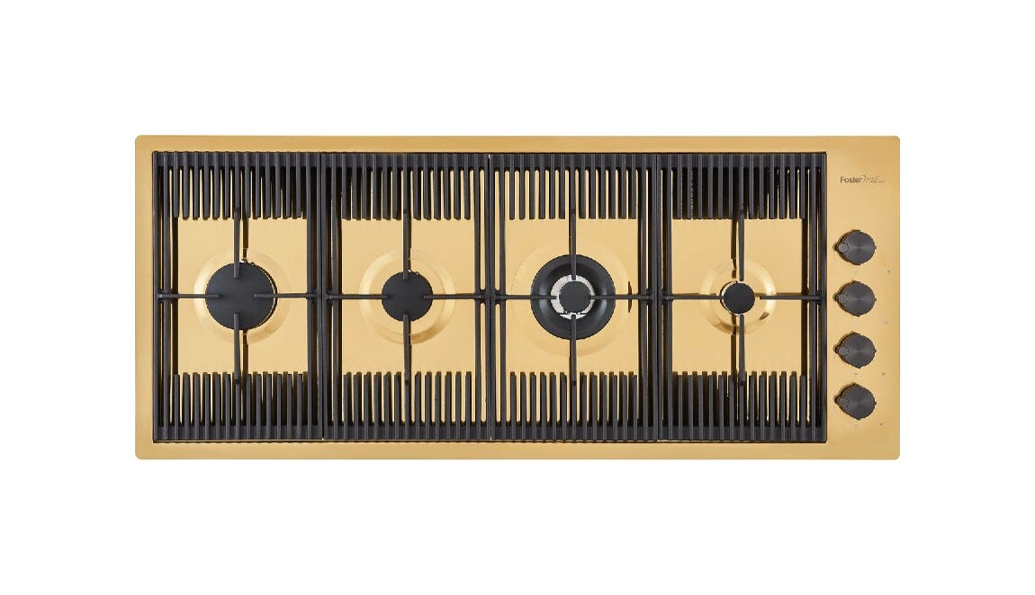 Foster 7681009 Milanello PVD Piano cottura a gas cm 111 - PVD oro